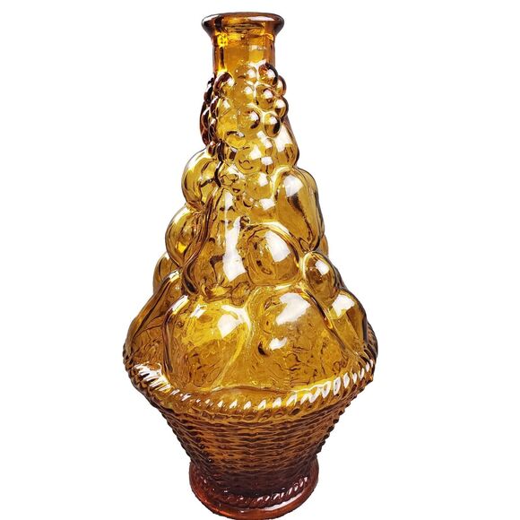 Unbranded Other - Vintage Amber Glass Fruit Basket Decanter Home Decor Adult's 11" Genie Bottle